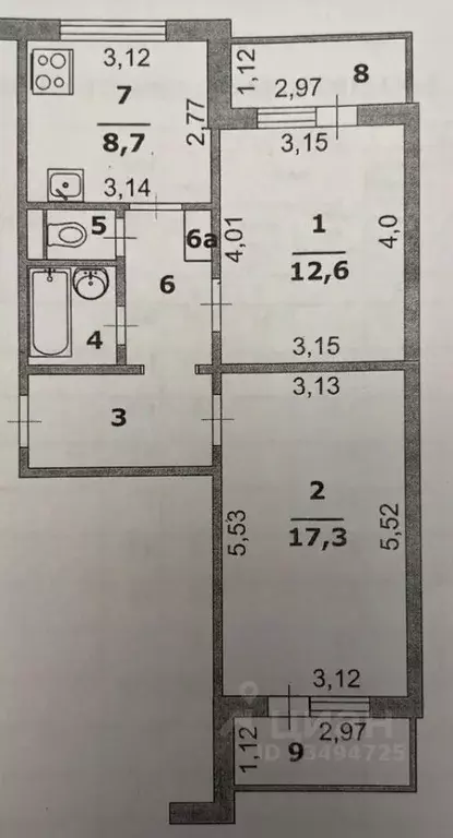 2-к кв. Белгородская область, Белгород ул. Менделеева, 22 (53.3 м) - Фото 2