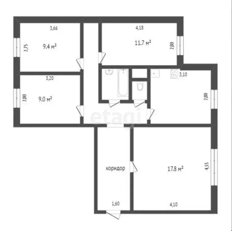 4-комнатная квартира: Минусинск, улица Кретова, 1 (79 м) - Фото 0