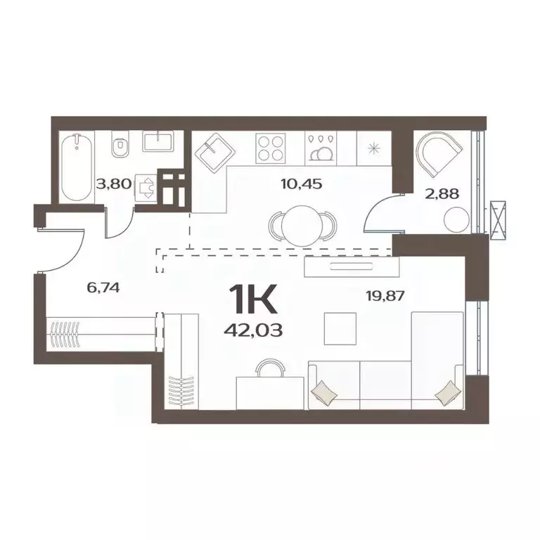 1-к кв. Приморский край, Владивосток ул. Слуцкого, 5А (42.03 м) - Фото 1
