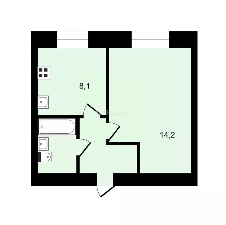 1-к кв. Липецкая область, Липецк ул. Володи Бачурина, 10 (29.6 м) - Фото 2
