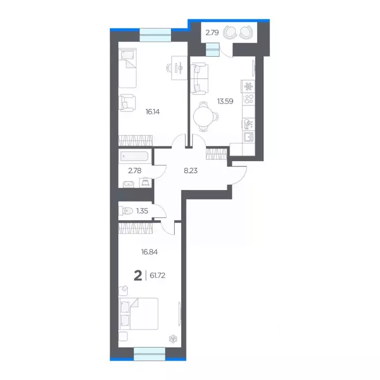 2-к кв. Рязанская область, Рязанский район, Дядьковское с/пос, с. ... - Фото 1