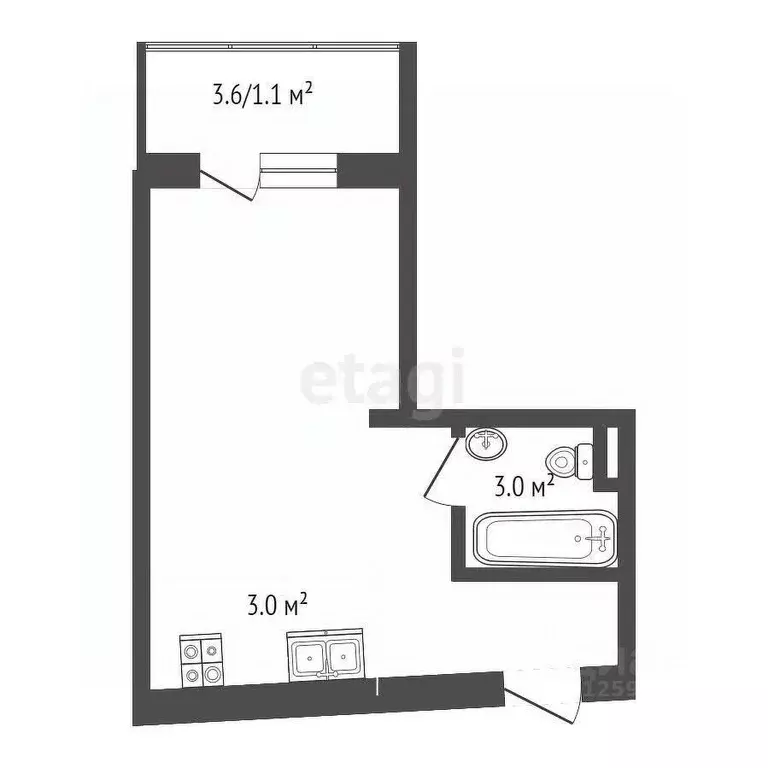 Студия Тамбовская область, Тамбов Моршанское ш., 24Л (23.4 м) - Фото 1
