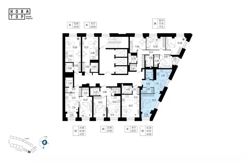 2-к кв. Башкортостан, Уфа Глумилино-1 мкр, Новатор жилой комплекс ... - Фото 2