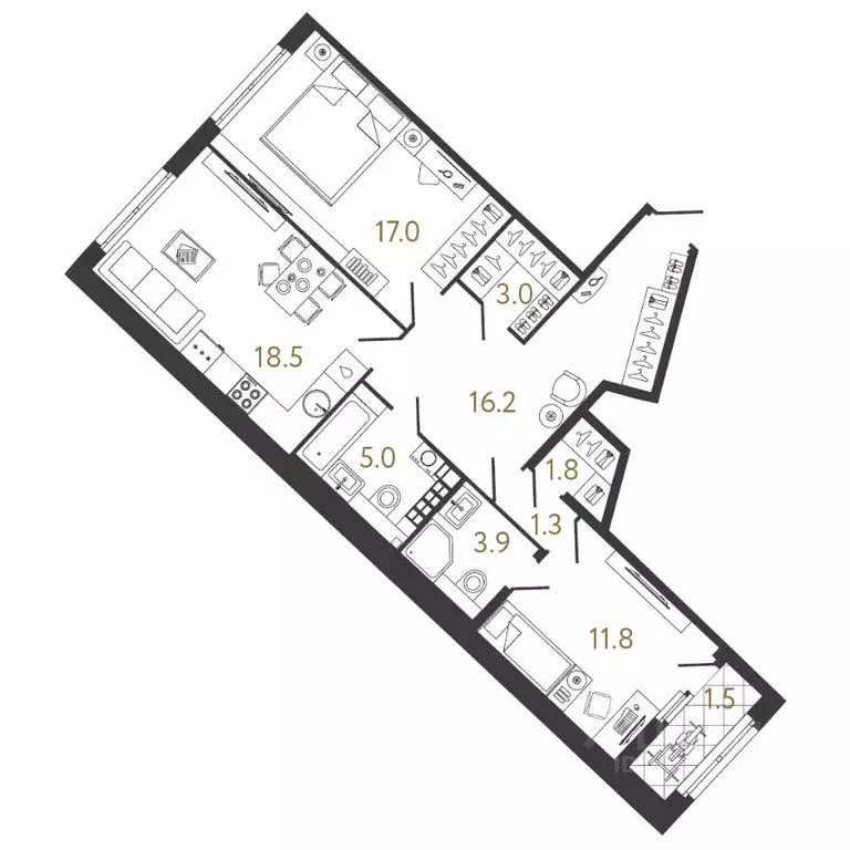 2-к кв. Санкт-Петербург Миргородская ул., 1 (78.5 м) - Фото 0