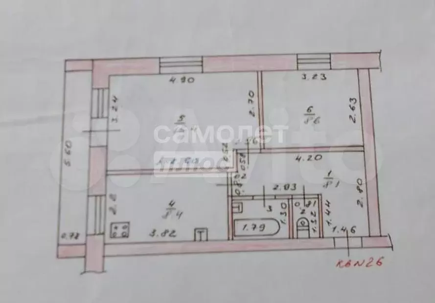 2-к. квартира, 43,9 м, 3/3 эт. - Фото 0