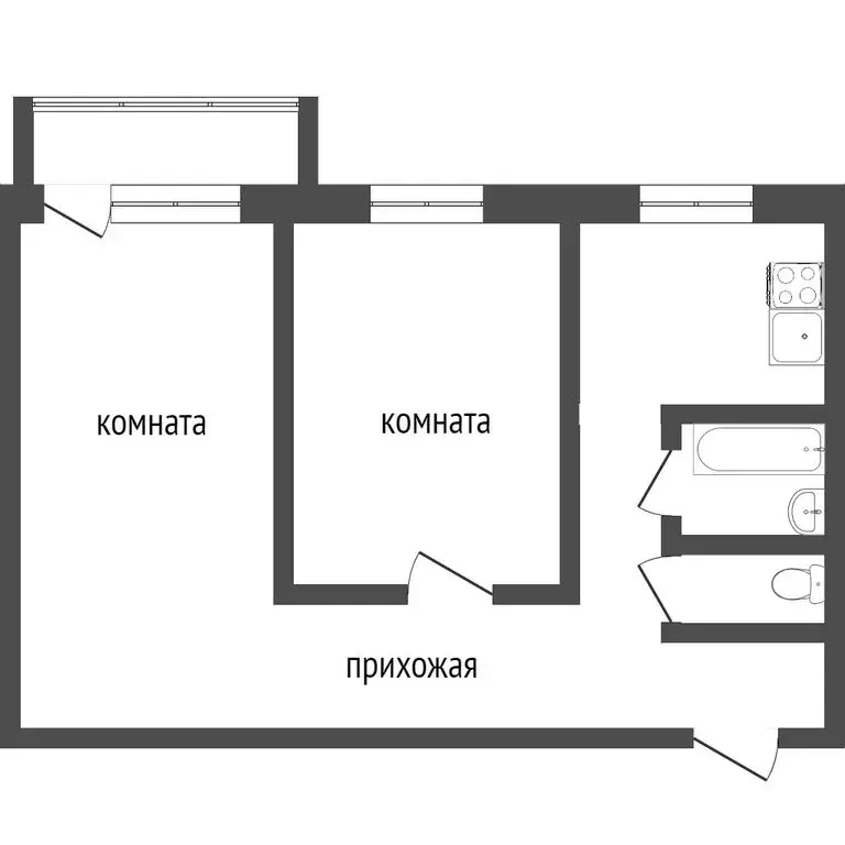 2-комнатная квартира: Улан-Удэ, Тобольская улица, 49 (45 м) - Фото 1