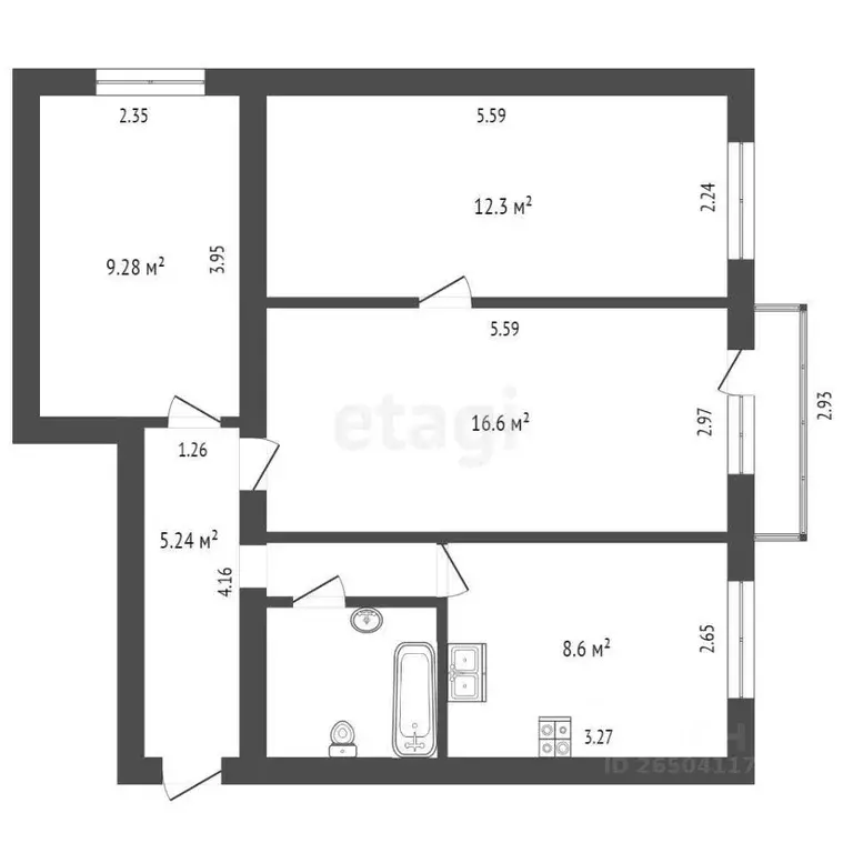 3-к кв. Севастополь ул. Брестская, 20 (57.9 м) - Фото 1