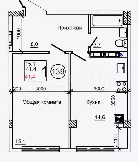 1-к. квартира, 40 м, 7/9 эт. - Фото 0