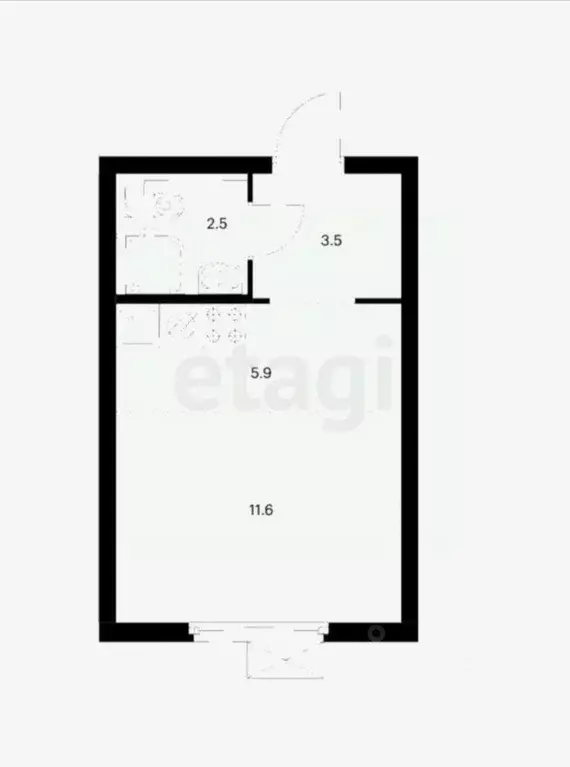 Студия Кемеровская область, Кемерово ул. Мичурина, 61 (22.4 м) - Фото 1