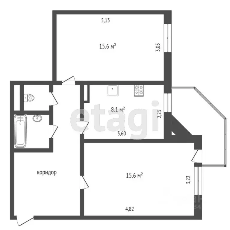 2-к кв. Тюменская область, Тюмень ул. Николая Чаплина, 125 (53.0 м) - Фото 1