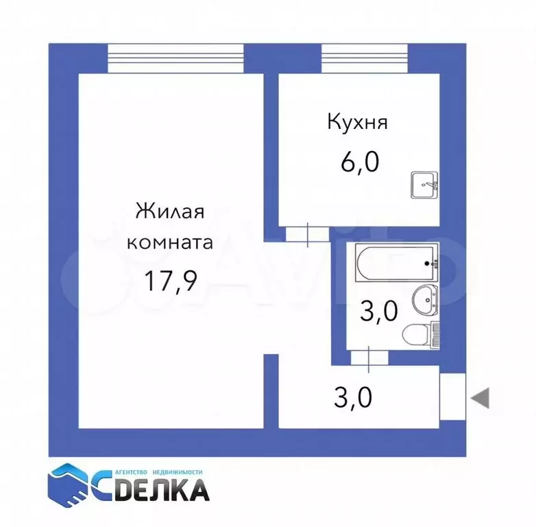 1-к. квартира, 30,2 м, 2/5 эт. - Фото 0