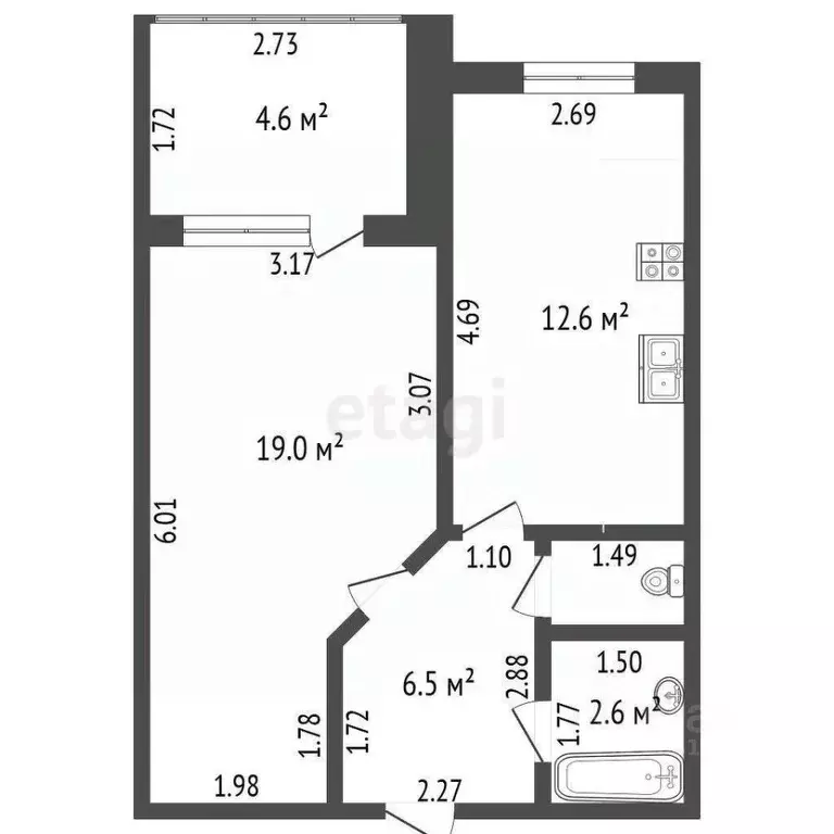 1-к кв. Татарстан, Альметьевск просп. Строителей, 61 (38.8 м) - Фото 1