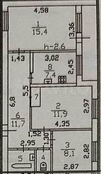 3-к. квартира, 60 м, 8/9 эт. - Фото 0