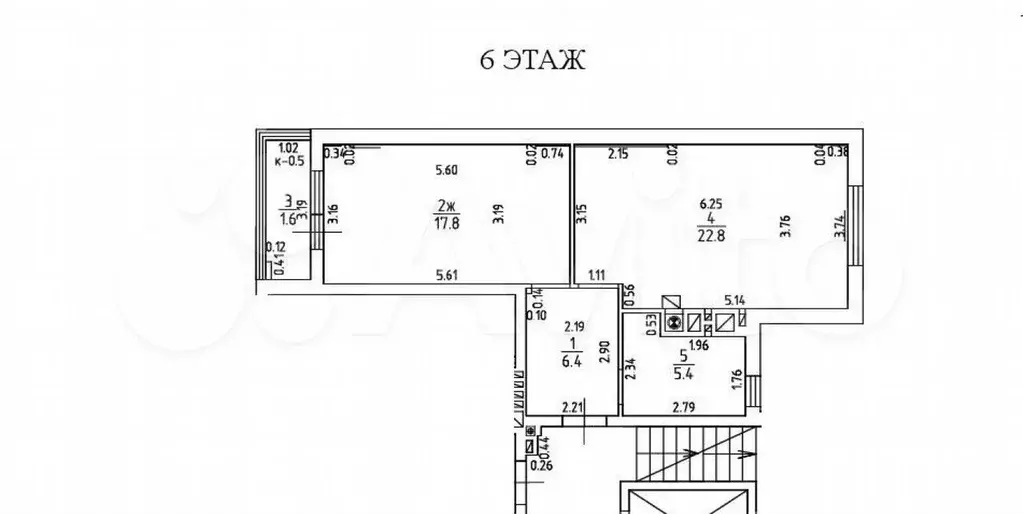 1-к. квартира, 55,6 м, 6/9 эт. - Фото 0