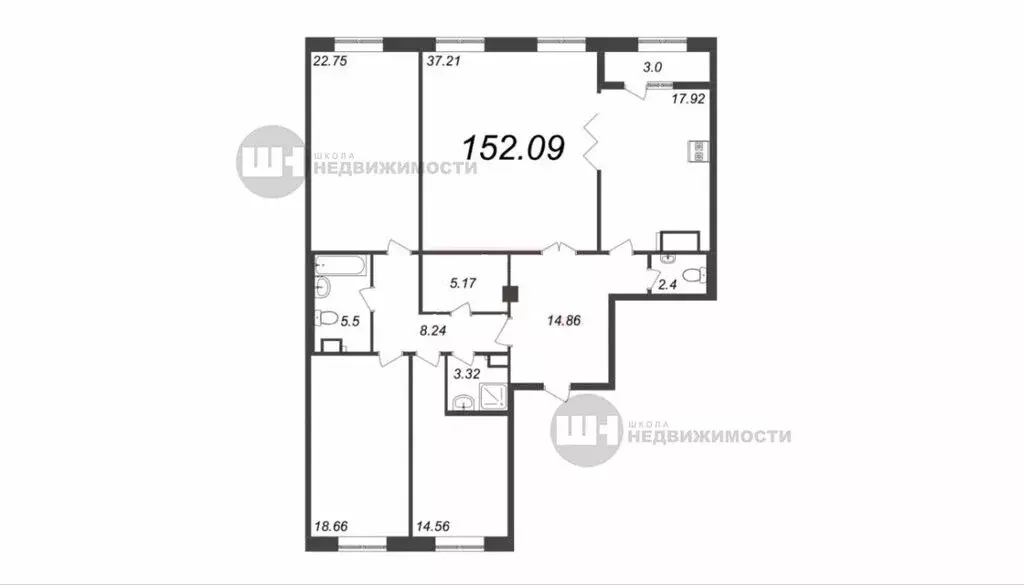 3-комнатная квартира: Санкт-Петербург, Петровский проспект, 11к3 (153 ... - Фото 0