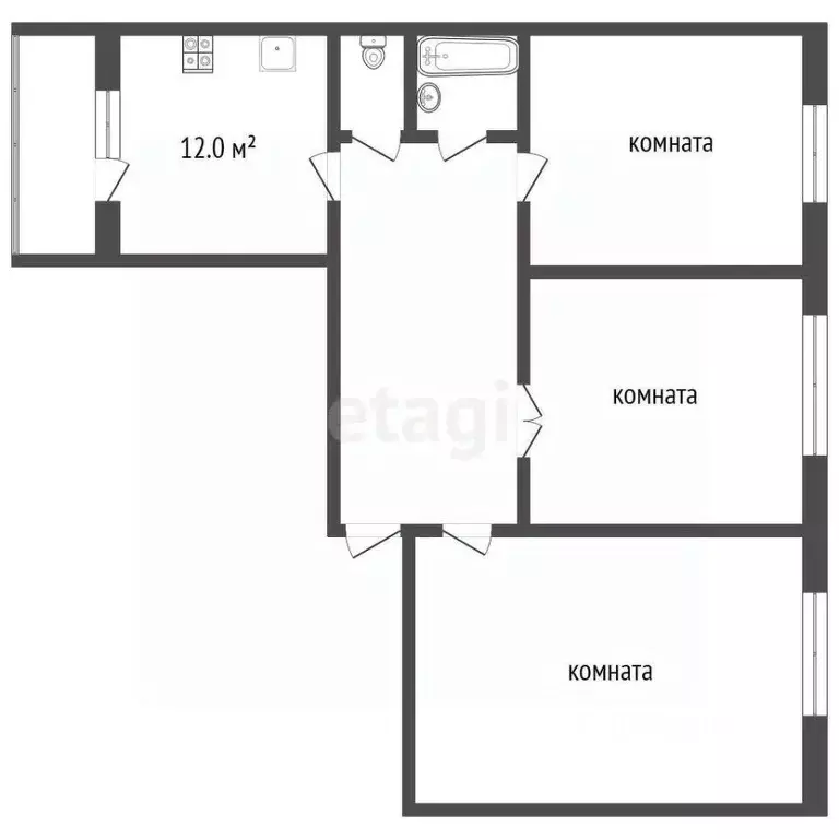 3-к кв. Тамбовская область, Тамбов ул. Куйбышева, 59 (80.4 м) - Фото 2