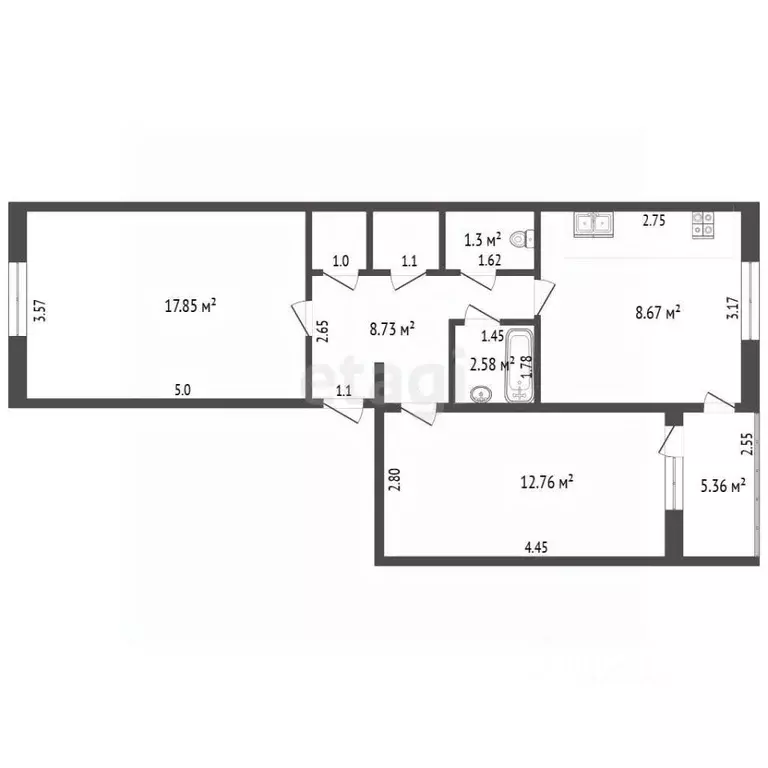 2-к кв. Крым, Красноперекопск ул. Ломоносова, 8 (53.0 м) - Фото 2
