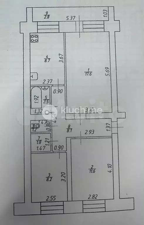 3-к. квартира, 62,5 м, 2/2 эт. - Фото 0