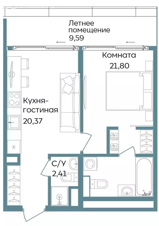 2-комнатная квартира: Республика Крым, Саки, курортный кластер Темпо ... - Фото 0