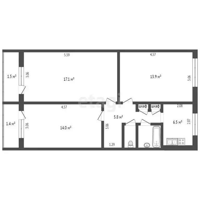 3-комнатная квартира: Саранск, улица Воинова, 3 (62 м) - Фото 1