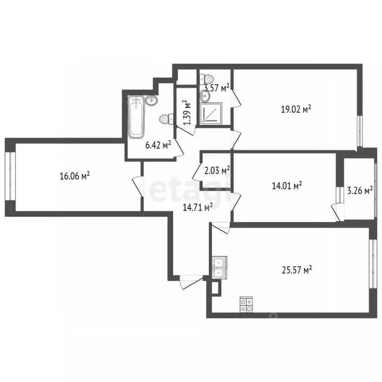 3-к кв. Санкт-Петербург ул. Тосина, 6 (104.4 м) - Фото 2