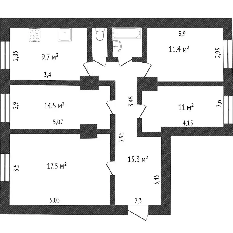 4-комнатная квартира: Шебекино, улица Петровского, 48 (70 м) - Фото 0