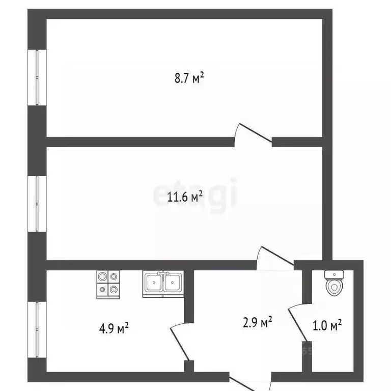 2-к кв. Севастополь ул. Супруна, 14 (29.1 м) - Фото 1