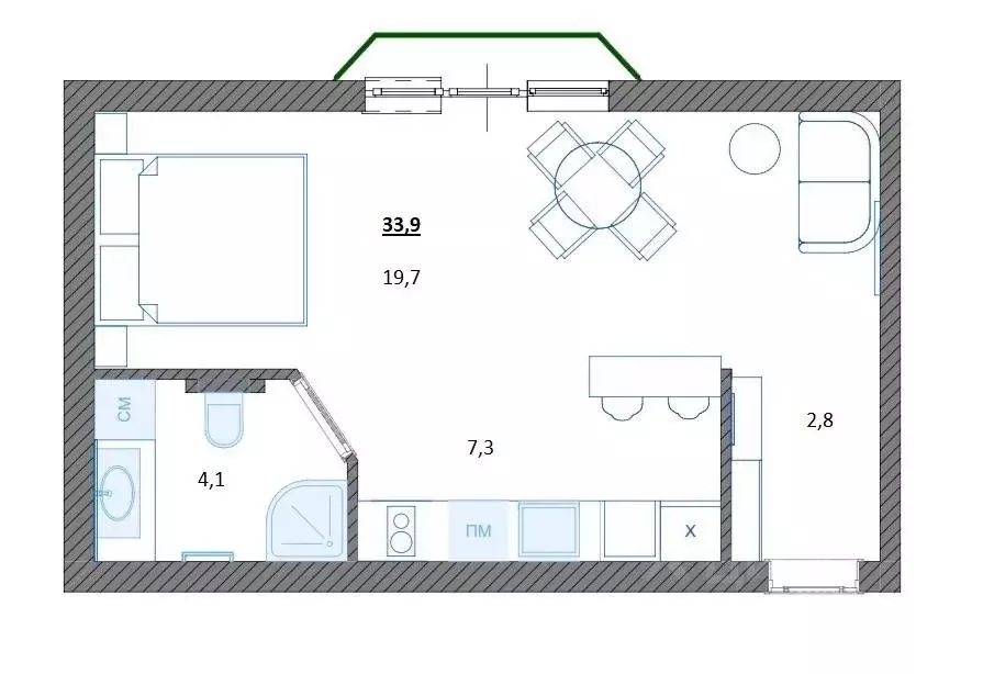 Студия Севастополь ул. Челюскинцев, 49/4 (33.9 м) - Фото 0