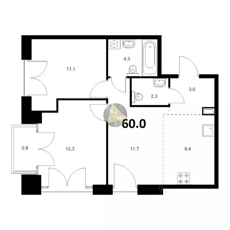 2-к кв. Санкт-Петербург наб. Обводного Канала, 169 (60.0 м) - Фото 1