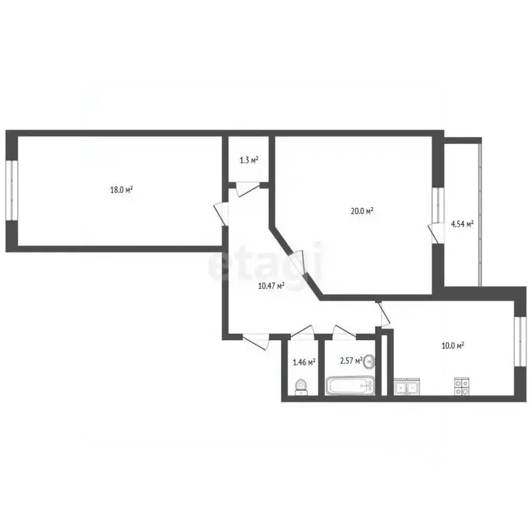2-к кв. Челябинская область, Миасс просп. Макеева, 85 (66.0 м) - Фото 2