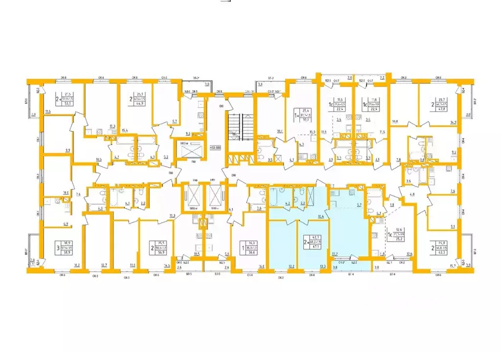 2-к кв. Башкортостан, Уфа Инорс-4Б мкр, Акварель жилой комплекс (66.7 ... - Фото 2
