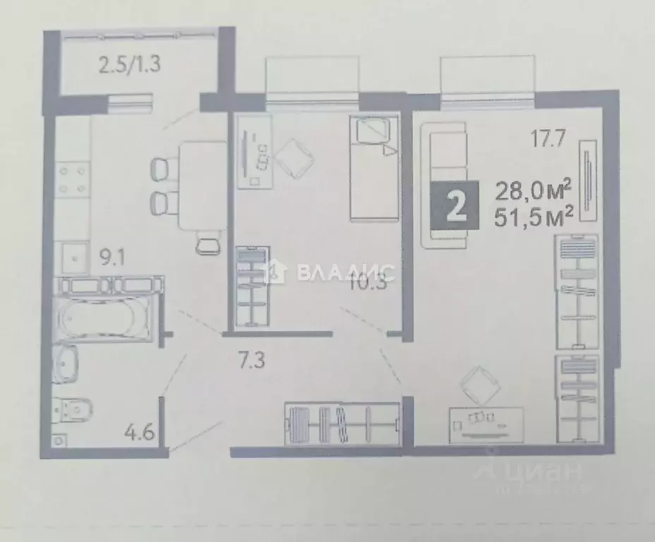 2-к кв. Пензенская область, Пенза ул. Шмидта, 24 (51.5 м) - Фото 2