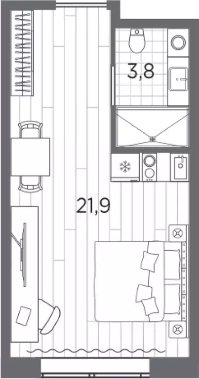 Студия Санкт-Петербург просп. Стачек, 62Е (25.7 м) - Фото 0