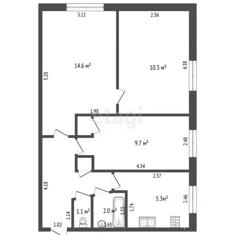 3-к кв. Забайкальский край, Чита ул. Курнатовского, 72 (50.2 м) - Фото 2