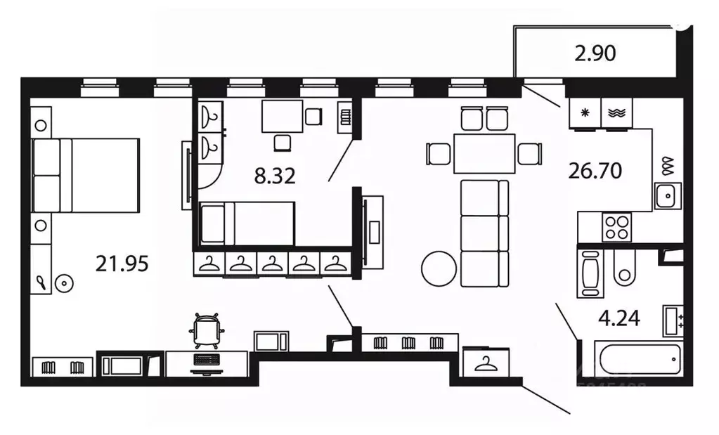 2-к кв. Санкт-Петербург аллея Арцеуловская, 9 (62.08 м) - Фото 1