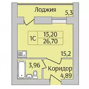 Студия Новосибирская область, Новосибирск ул. Юности, 7 (26.7 м) - Фото 0