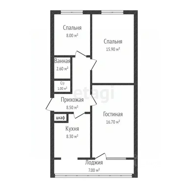 3-к кв. Адыгея, Тахтамукайский район, Яблоновский пгт ул. Пушкина, 19 ... - Фото 2