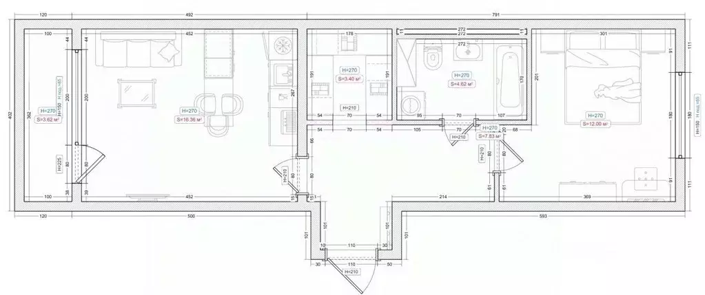 1-к кв. Свердловская область, Екатеринбург бул. Вдохновения, 4 (44.0 ... - Фото 2