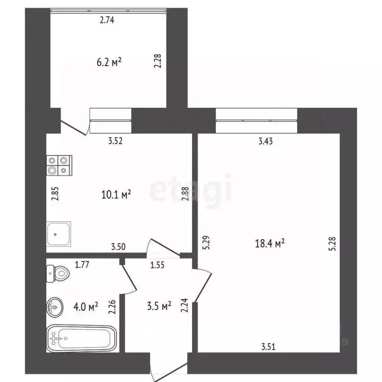 1-к кв. Башкортостан, Стерлитамак ул. Строителей, 8 (36.0 м) - Фото 2