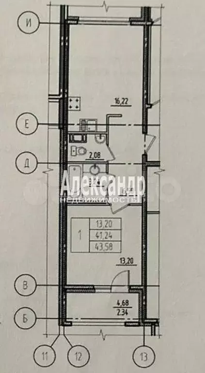 1-к. квартира, 43,6 м, 5/10 эт. - Фото 0