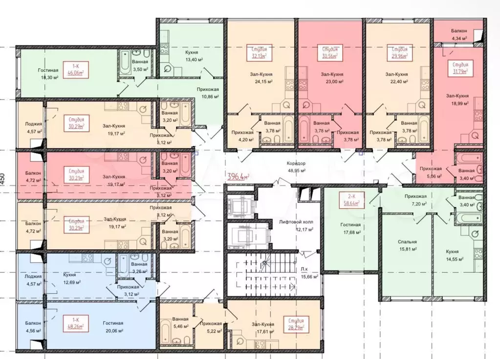 Квартира-студия, 24,7 м, 3/13 эт. - Фото 1