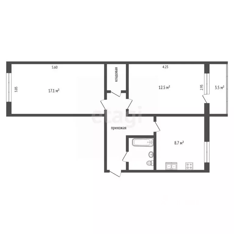 2-к кв. Калужская область, Калуга ул. Веры Андриановой, 27 (53.1 м) - Фото 2