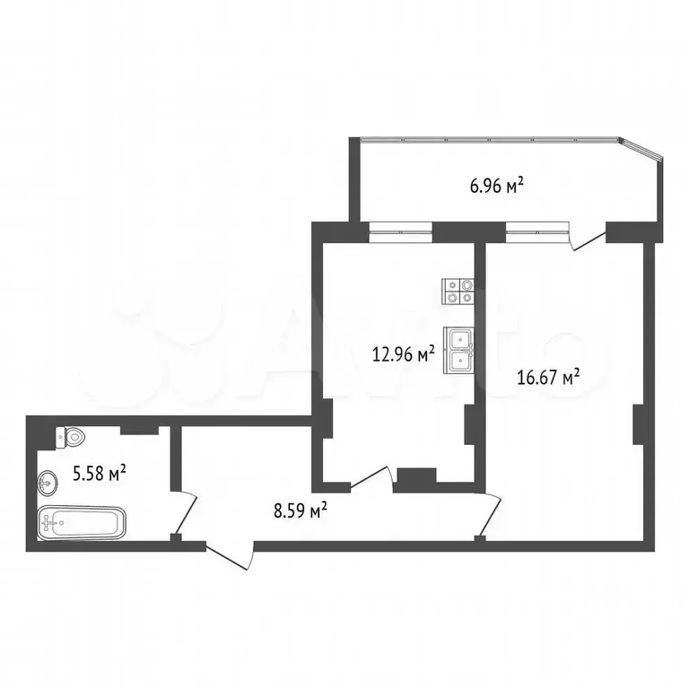 1-к. квартира, 50,8 м, 4/10 эт. - Фото 0