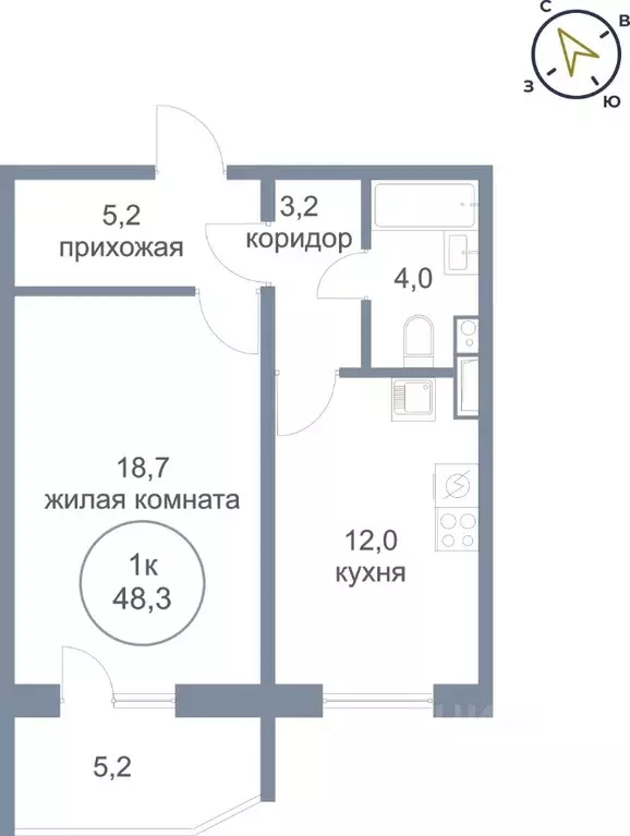 1-к кв. Ханты-Мансийский АО, Нефтеюганск 6-й мкр, 11 (48.3 м) - Фото 0