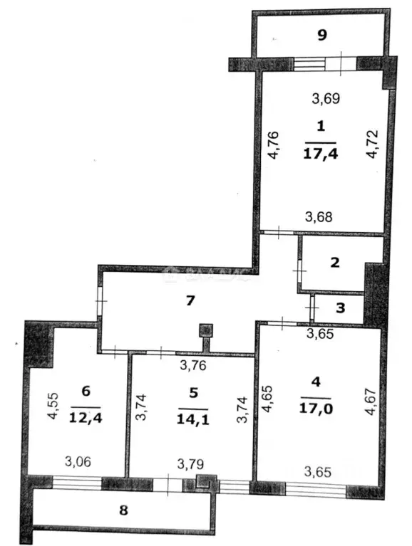 3-к кв. Белгородская область, Белгород ул. Лермонтова, 47а (81.0 м) - Фото 2