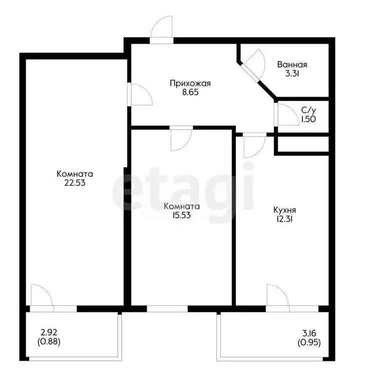 2-комнатная квартира: Краснодар, Московская улица, 131к2 (64.7 м) - Фото 1