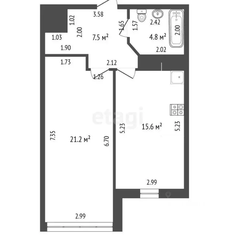 1-к кв. Краснодарский край, Геленджик Крымская ул., 22к14 (49.1 м) - Фото 1