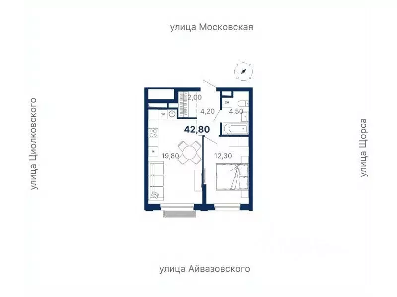 1-к кв. Свердловская область, Екатеринбург ул. Московская, 249/2 (42.5 ... - Фото 0