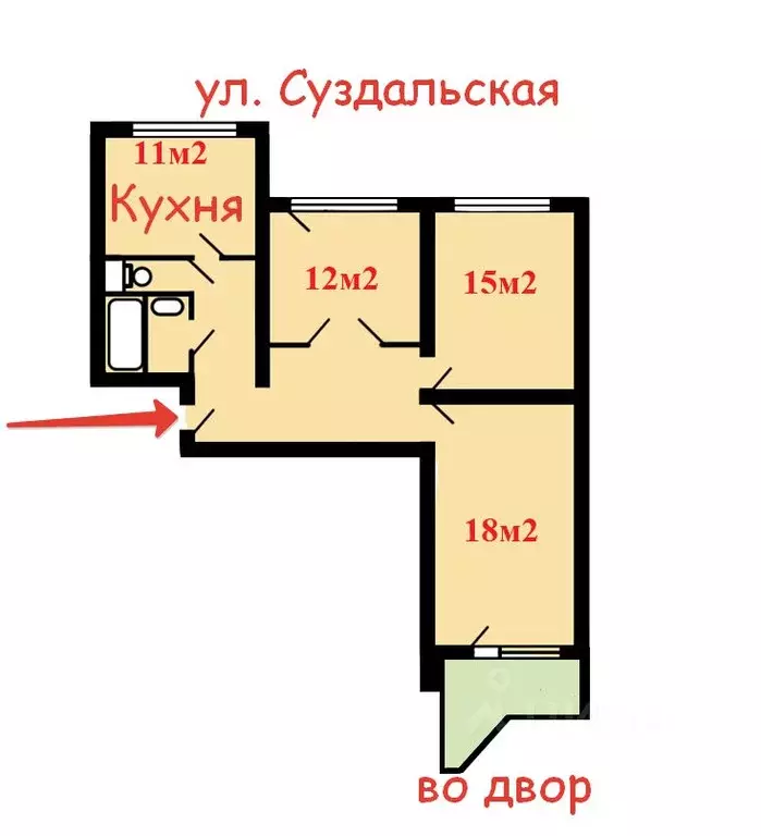 3-к кв. Москва Суздальская ул., 10К3 (80.0 м) - Фото 1