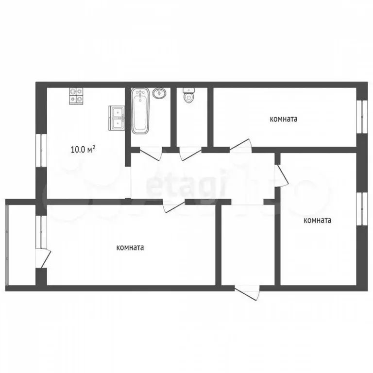 3-к. квартира, 65,1 м, 4/5 эт. - Фото 0